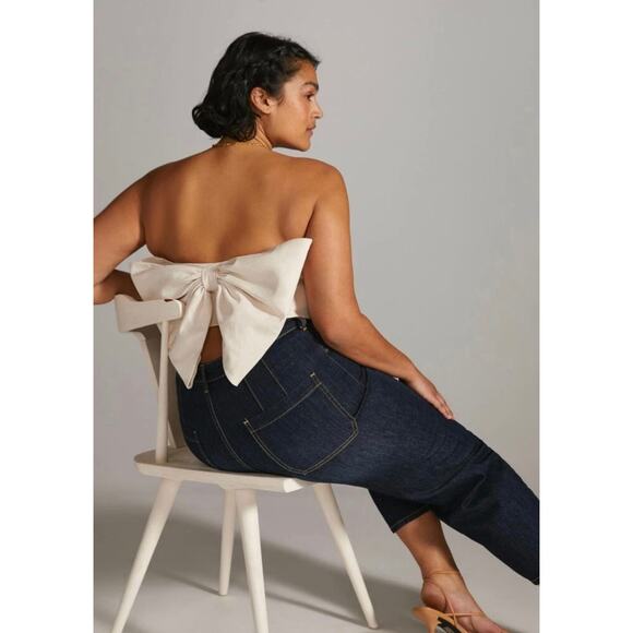 Hutch Cropped Corset Top with Oversized Bow in White Straight Neckline Size 8 - Picture 9 of 9